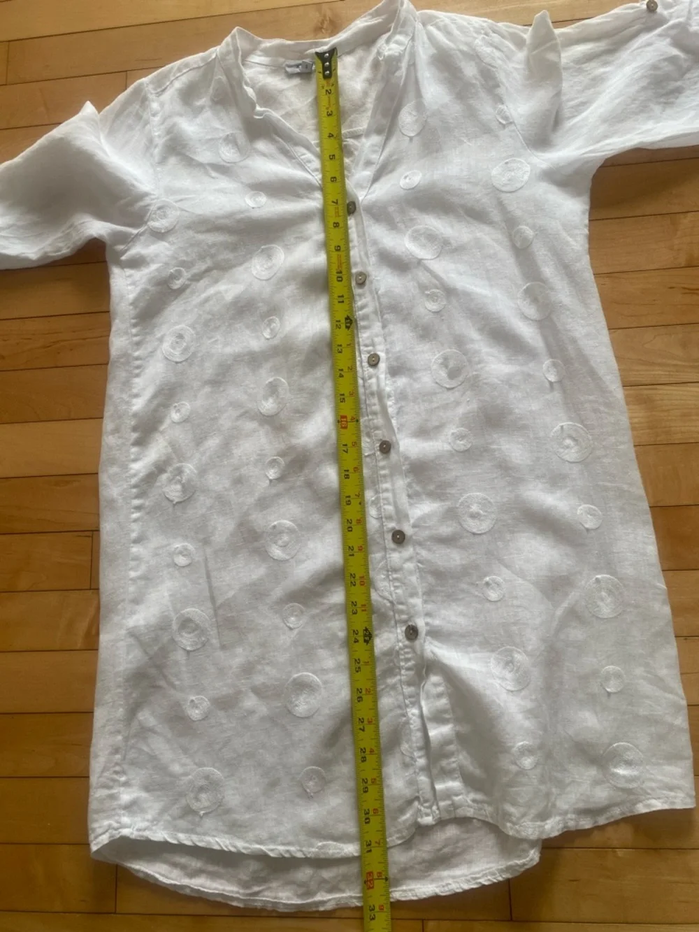 LINEN ROSEMARINE Made in Italy long White 3/4 Length sleeve Blouse Size Small - Picture 12 of 13